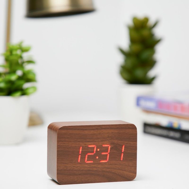 Wooden Cuboid LED Table Clock - Available in 2 Colors