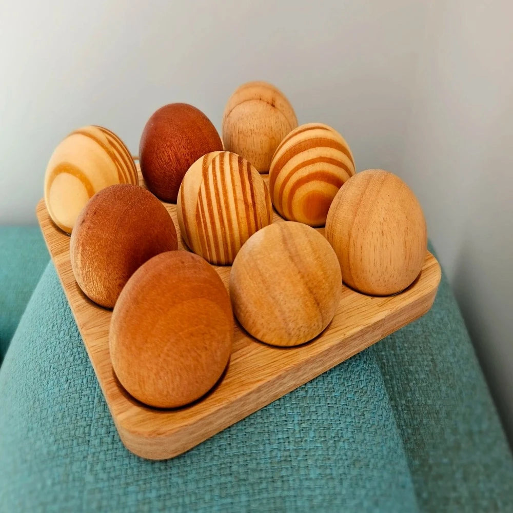 Wooden Enchanting Eggs with Tray - Set of 9