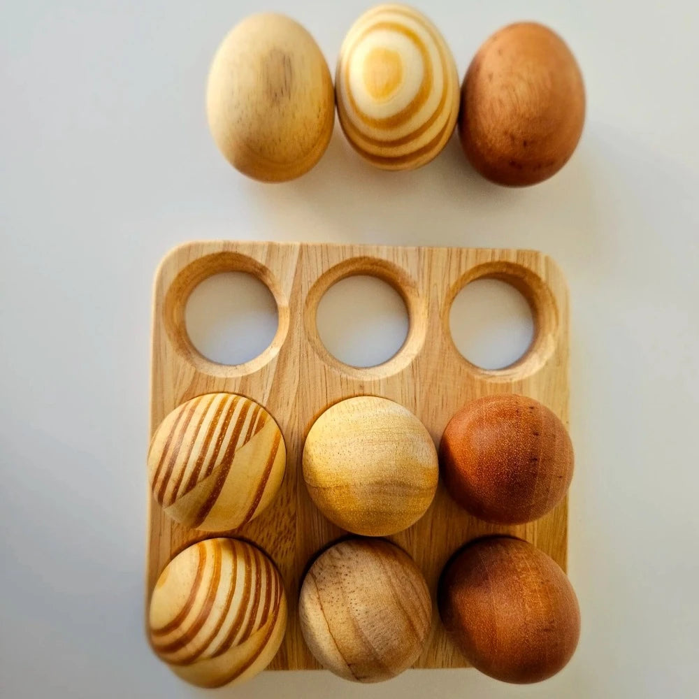 Wooden Enchanting Eggs with Tray - Set of 9