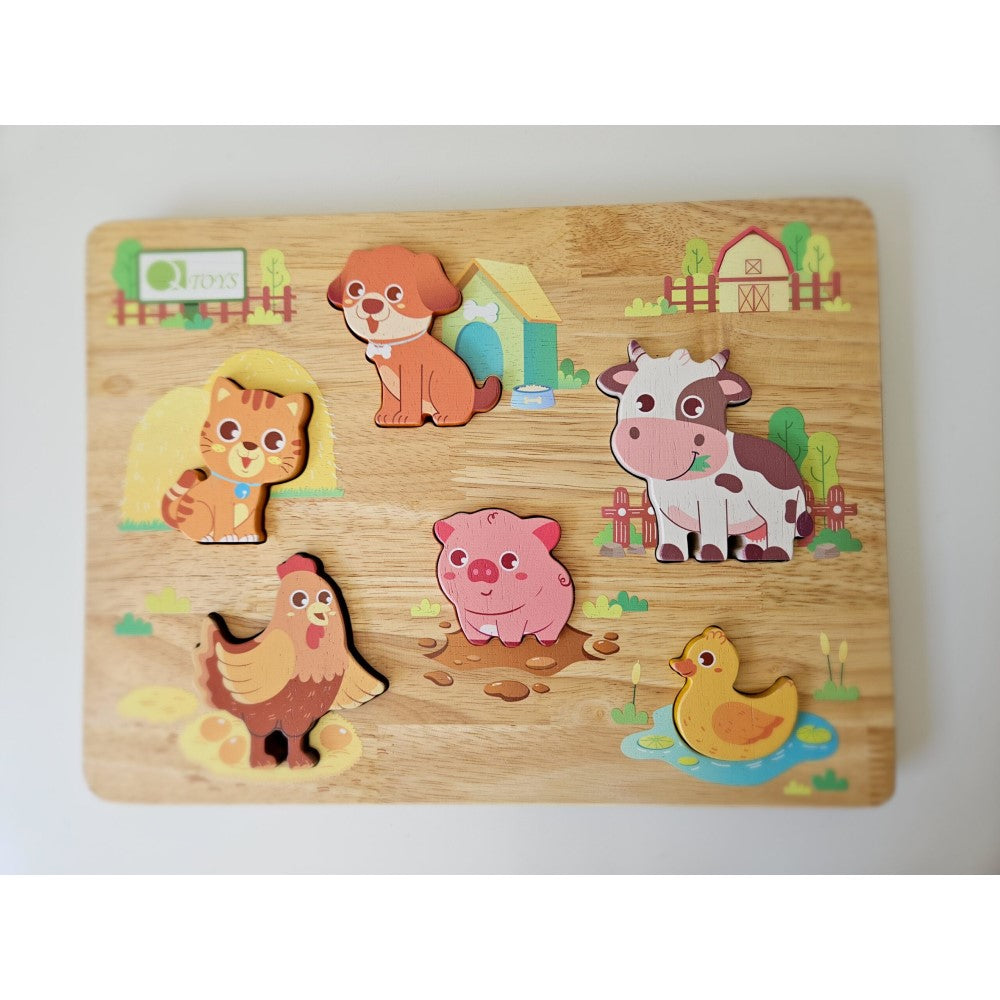 Wooden Farm Animal Play Set & Puzzle