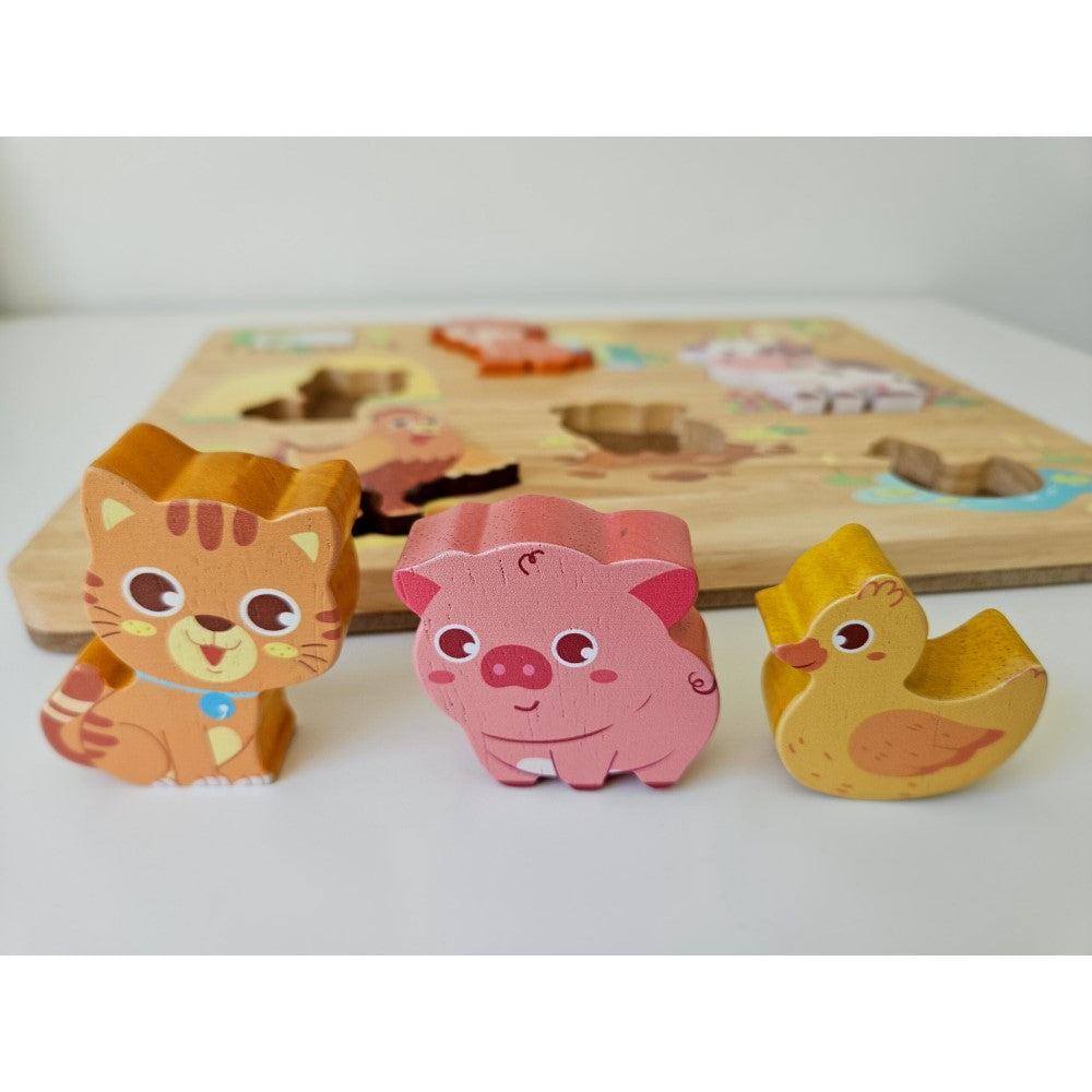 Wooden Farm Animal Play Set & Puzzle