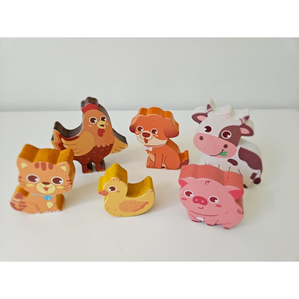 Wooden Farm Animal Play Set & Puzzle