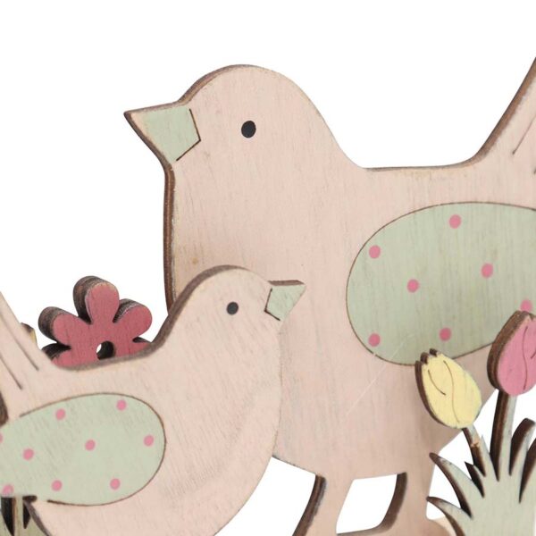 Wooden Glam Bird Family in Garden Set of 2