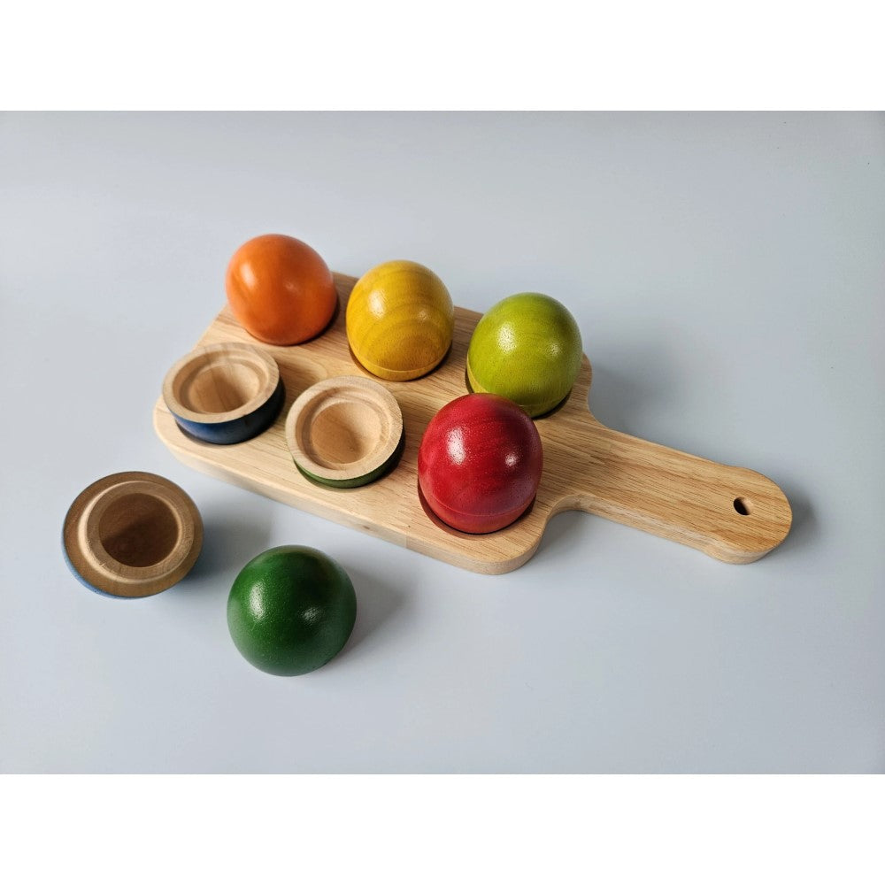 Wooden Hollow Eggs & Nesting Tray Set