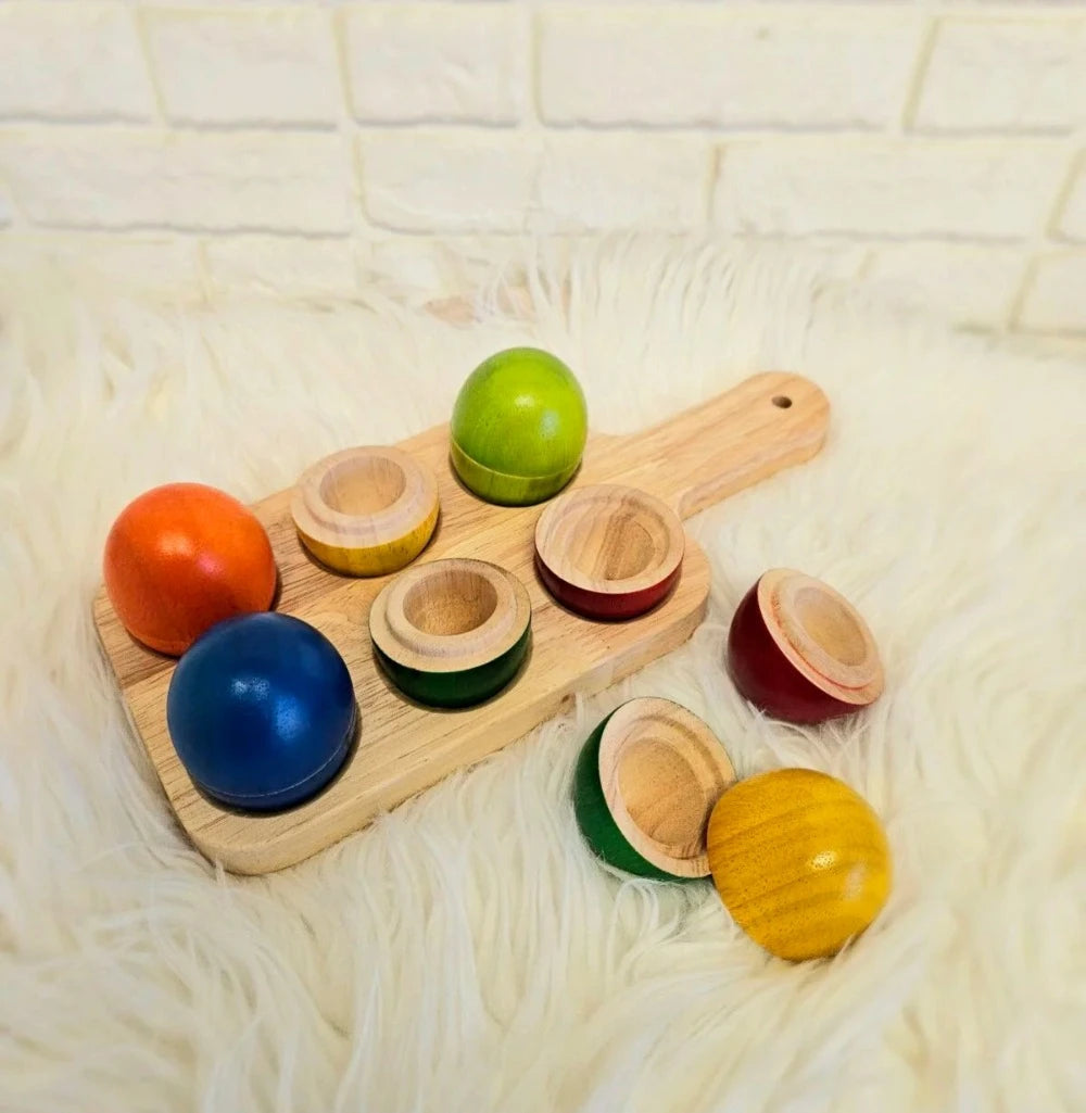 Wooden Hollow Eggs & Nesting Tray Set