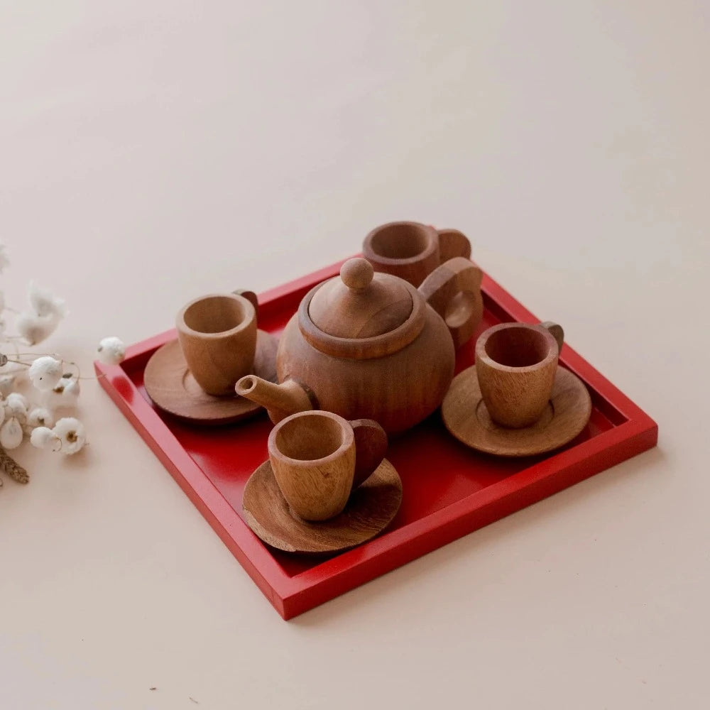 Wooden Japanese Little Tea Set