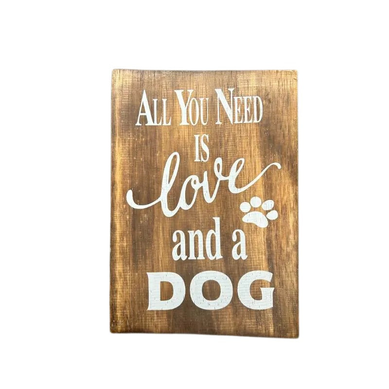 Wooden Love & Dog Handcrafted Wall Art - 17×1.5x26cms