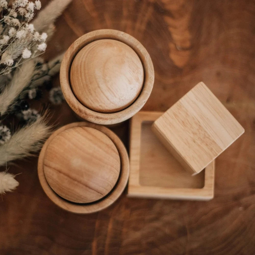 Wooden Montessori Egg, Ball and Cup Set