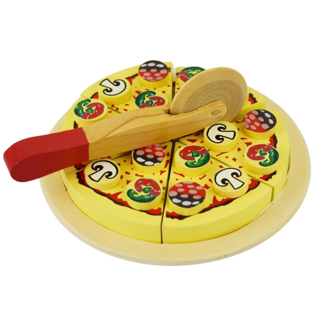 Wooden Pizza With Cutter Kids Playset