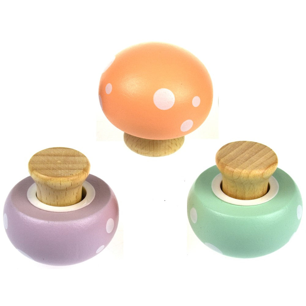 Wooden Pushdown Mushroom Squeaky Toy (Sent At Random)