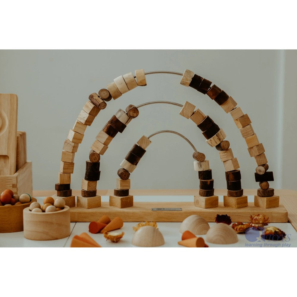 Wooden Rainbow Tracing Beads Activity Toy