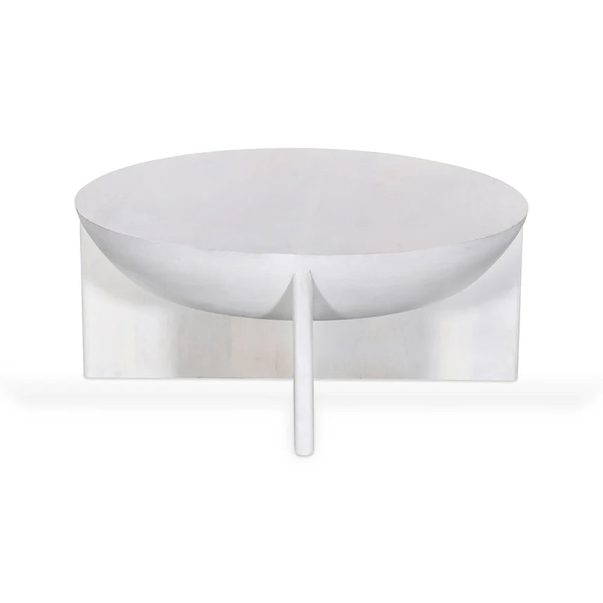 Wooden Round Coffee Table - Cafe White - 90cms