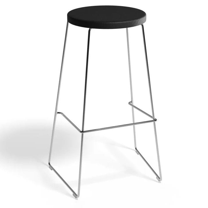 Wooden Round Seat Chrome Base High Stool 78cms (Available in 2 Colors)