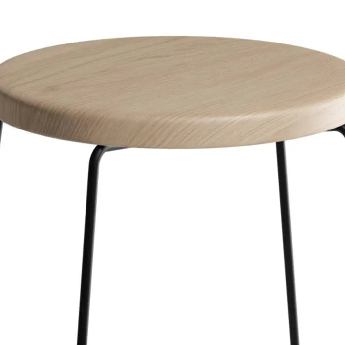 Wooden Round Seat Steel Base Low Stool (Available in 2 Colors)