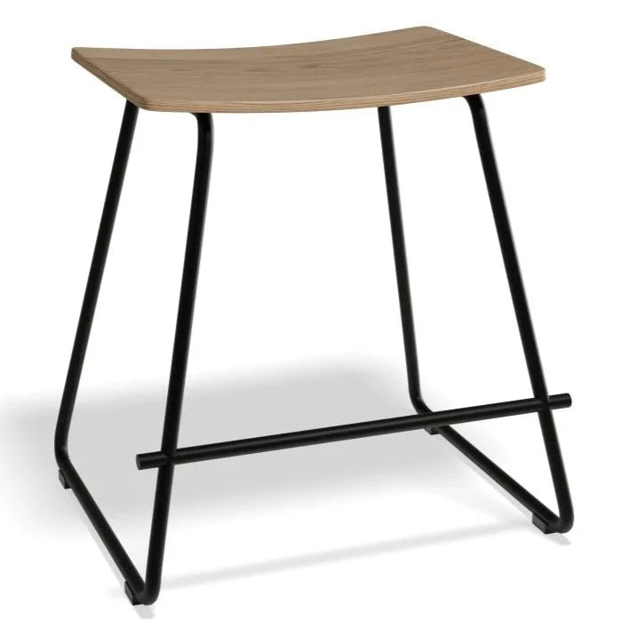 Wooden Seat Steel Base Low Stool 47cms (Available in 2 Colors)