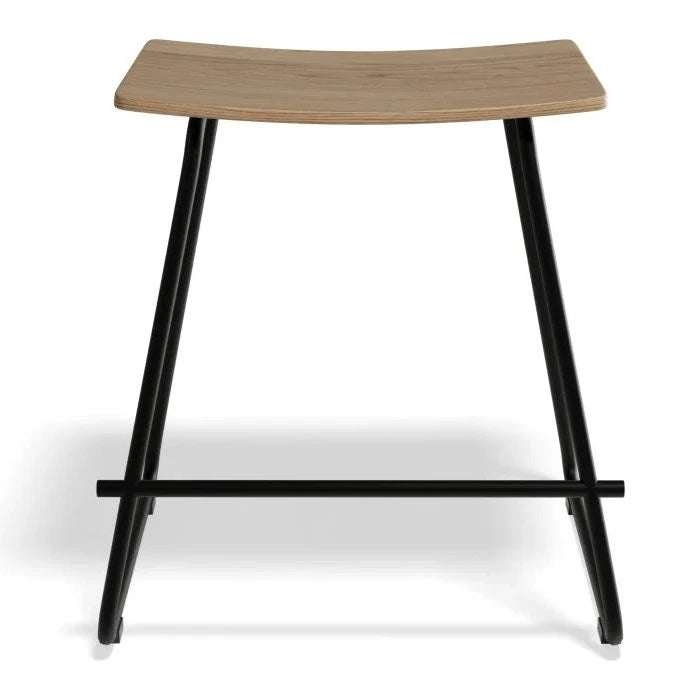 Wooden Seat Steel Base Low Stool 47cms (Available in 2 Colors)