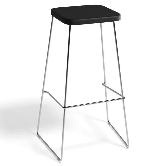 Wooden Square Seat Chrome Base High Stool 78cms (Available in 2 Colors)