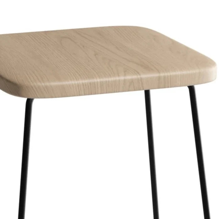 Wooden Square Seat Steel Base Low Stool (Available in 2 Colors)