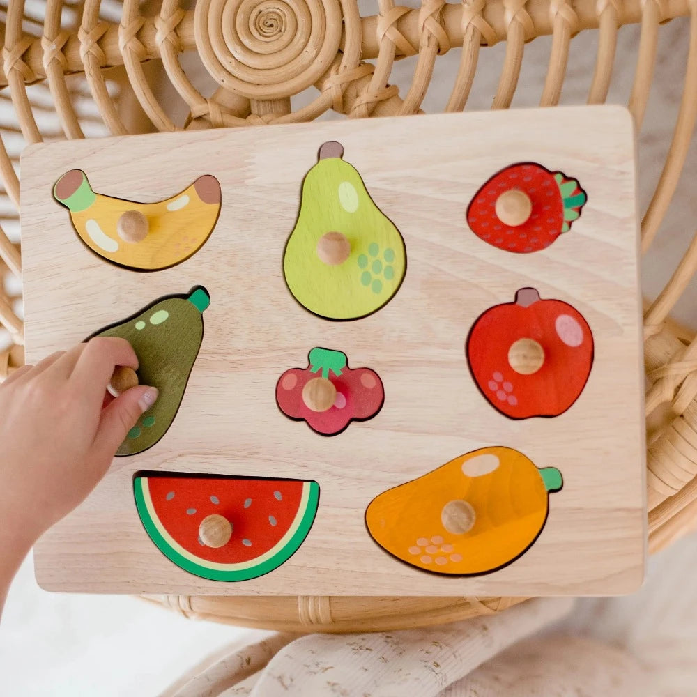 Wooden Toddler Fruit Knob Puzzle - 8 Pieces