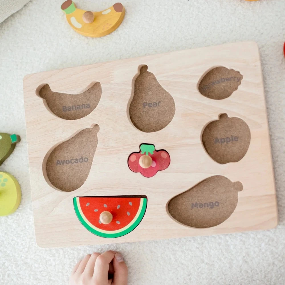 Wooden Toddler Fruit Knob Puzzle - 8 Pieces