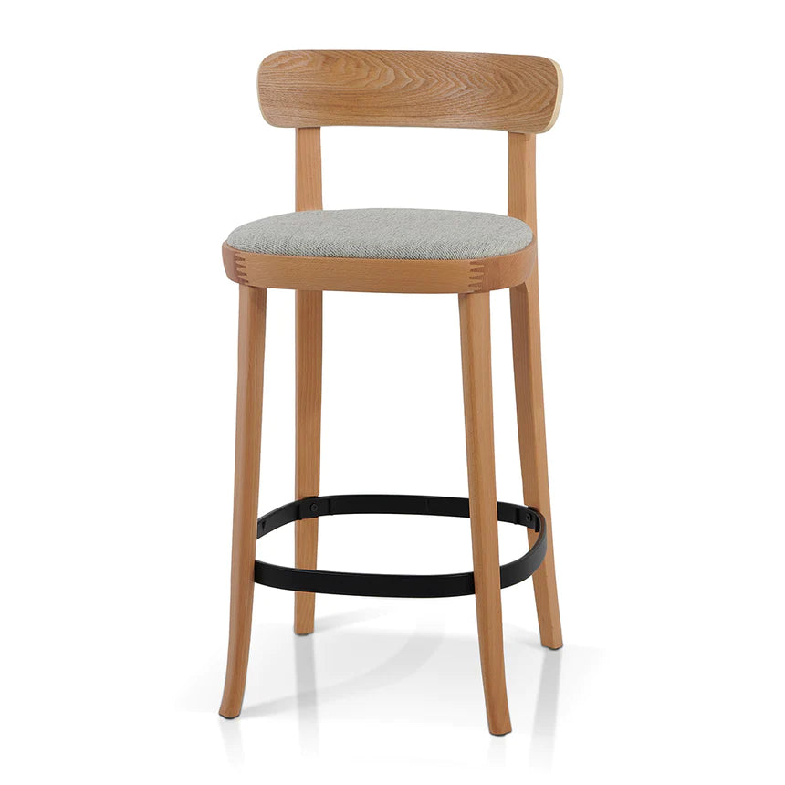 Wooden Twist Bar Chair Stool - Natural & Grey (Set of 2)