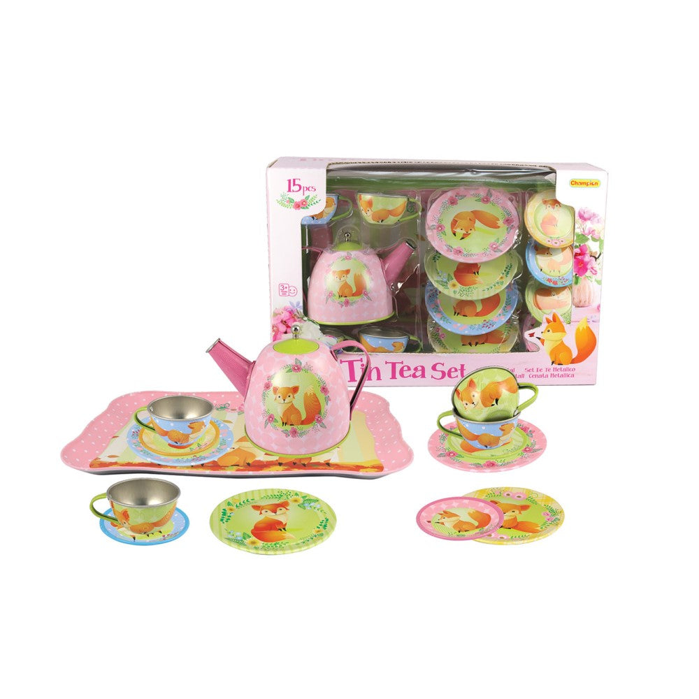 Woodland Fox Tin Tea Set - 15 Piece Enchanted Play