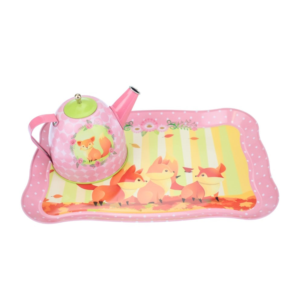 Woodland Fox Tin Tea Set - 15 Piece Enchanted Play