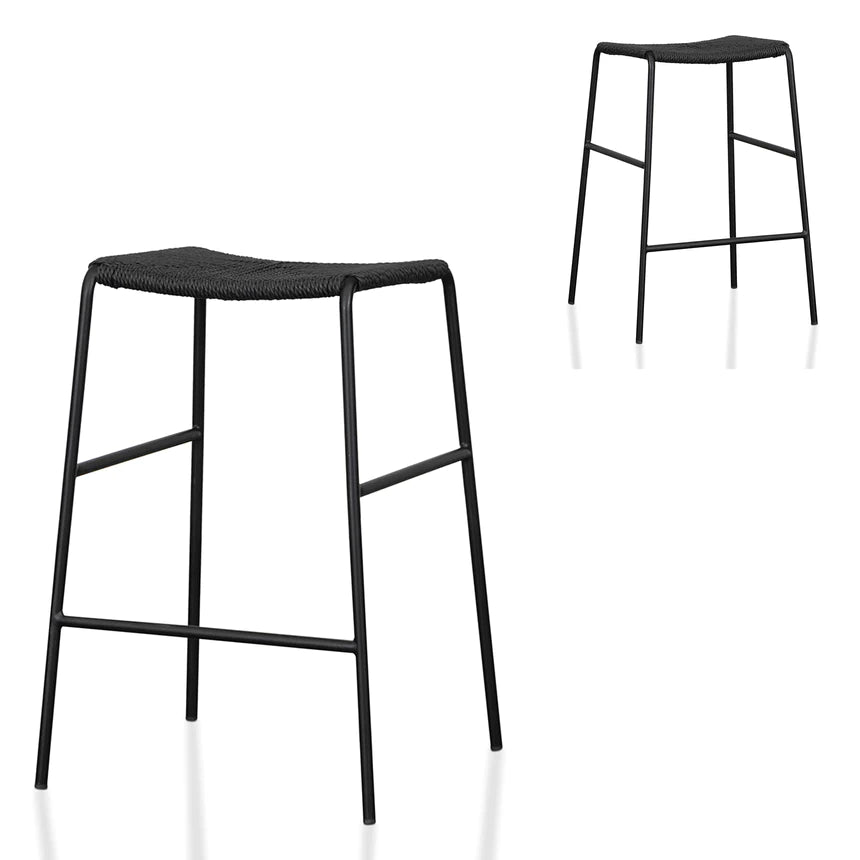 Woven Rope Bar Stool - Black (Set of 2)