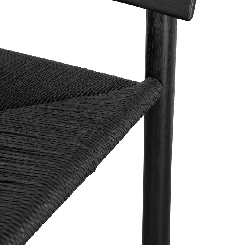 Woven Wooden Bar Chair Stool - Black