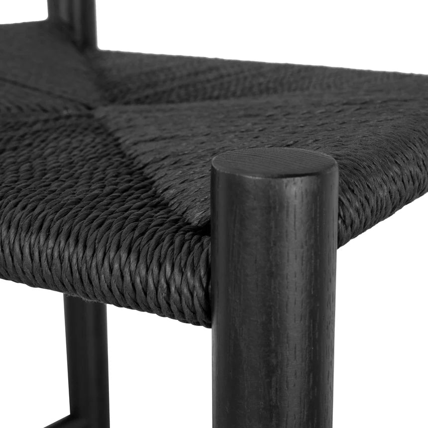 Woven Wooden Bar Chair Stool - Black