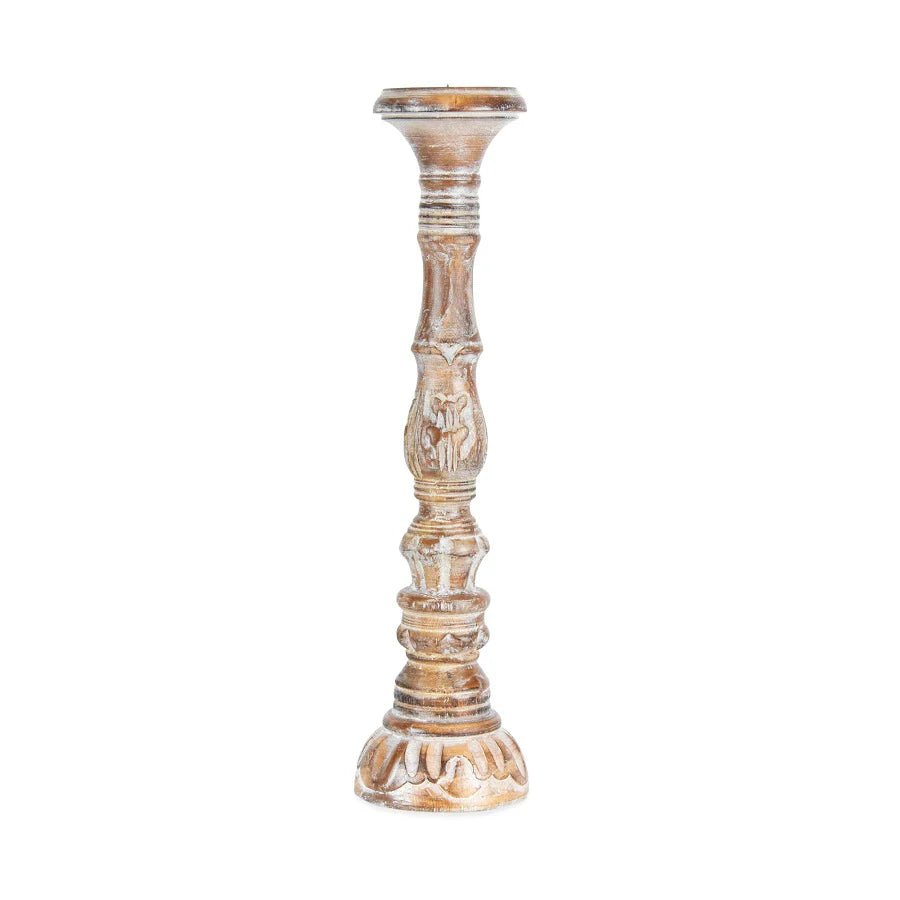 X-Tall Hand-Carved Embellished Pillar Candleholder - 50cms