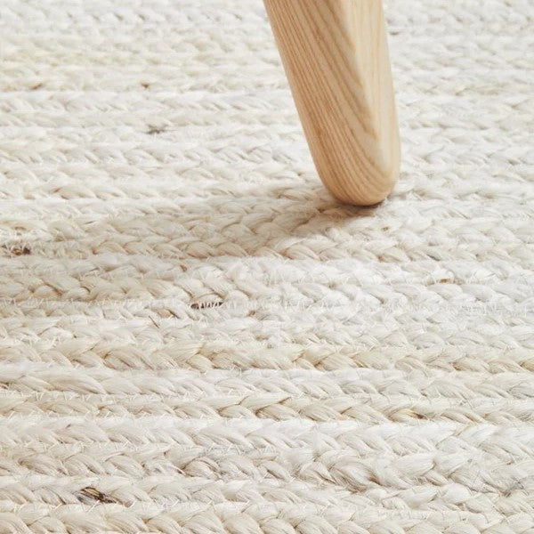 Bondi White Hand-Braided Jute Rug - 220 x 150cms