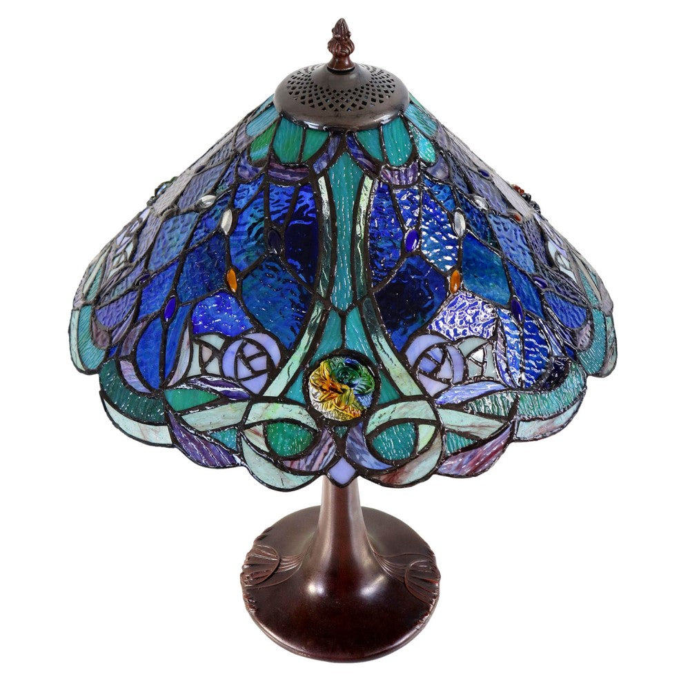 Zander Tiffany Style Table Lamp - Blue