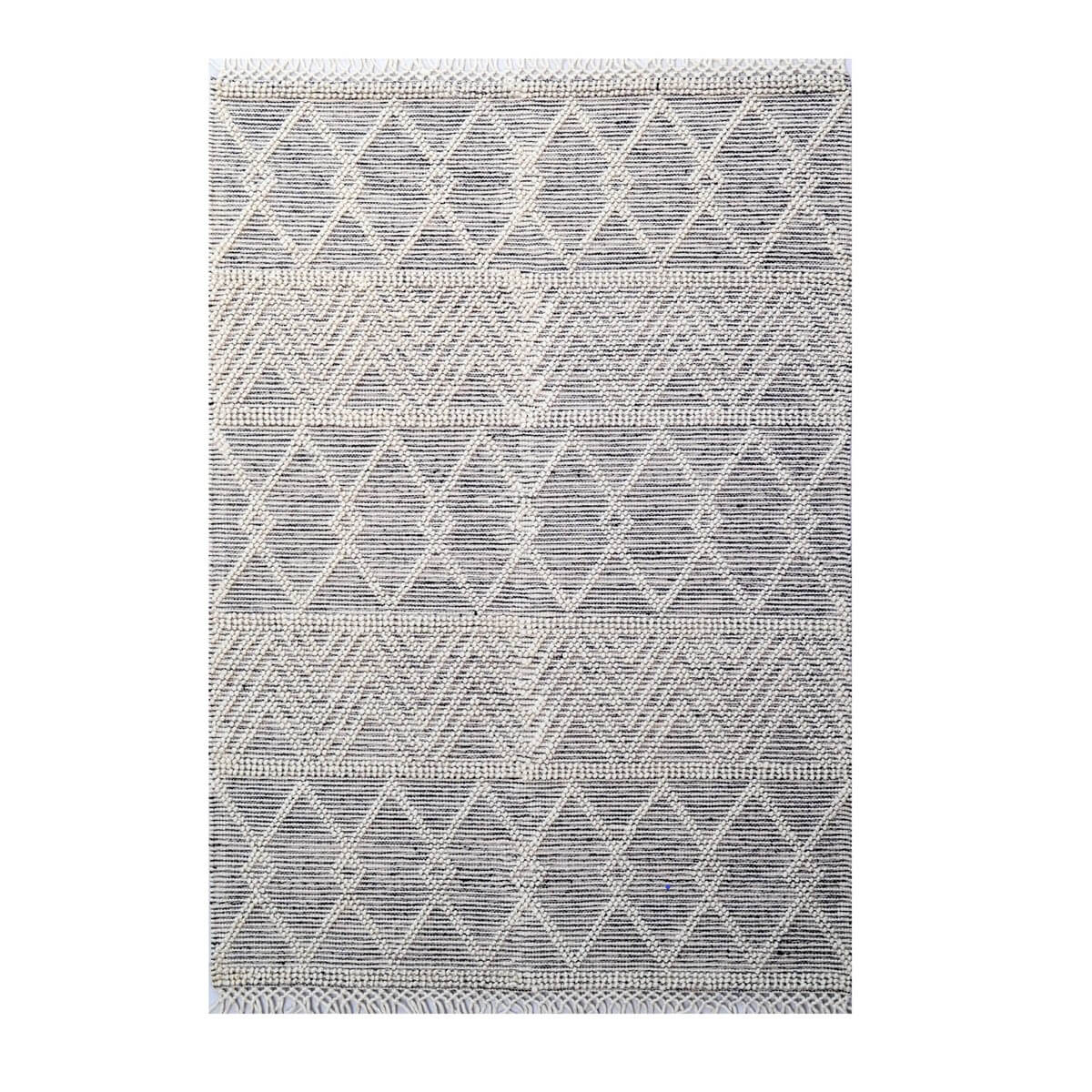 Zenith Geometrical Design Woolen Rug - Black (Available in 4 Sizes)