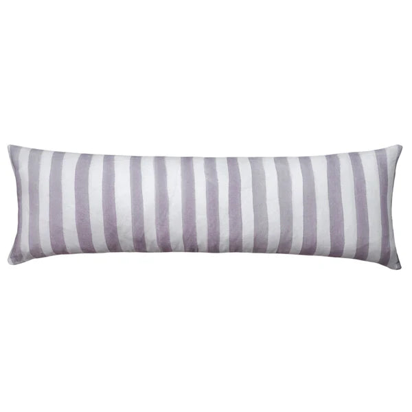 Ziggy Striped Lilac Long Lumbar Linen Cushion Cover - 90X30cms