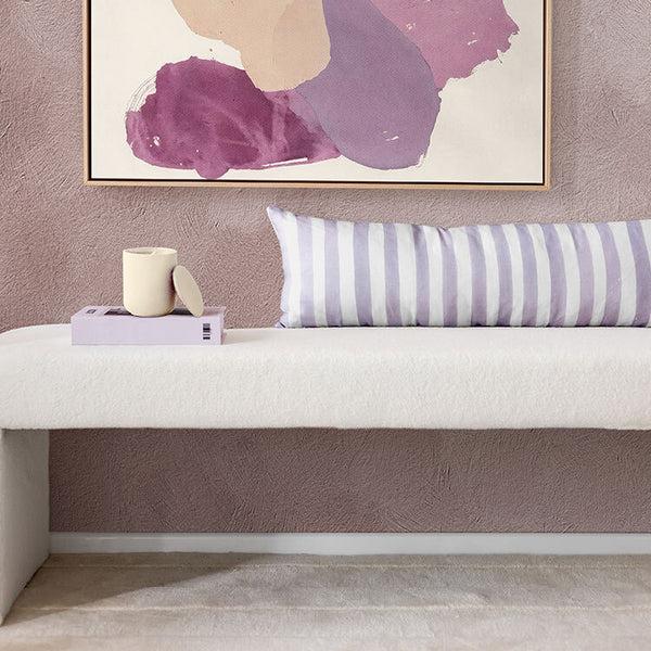 Ziggy Striped Lilac Long Lumbar Linen Cushion Cover - 90X30cms