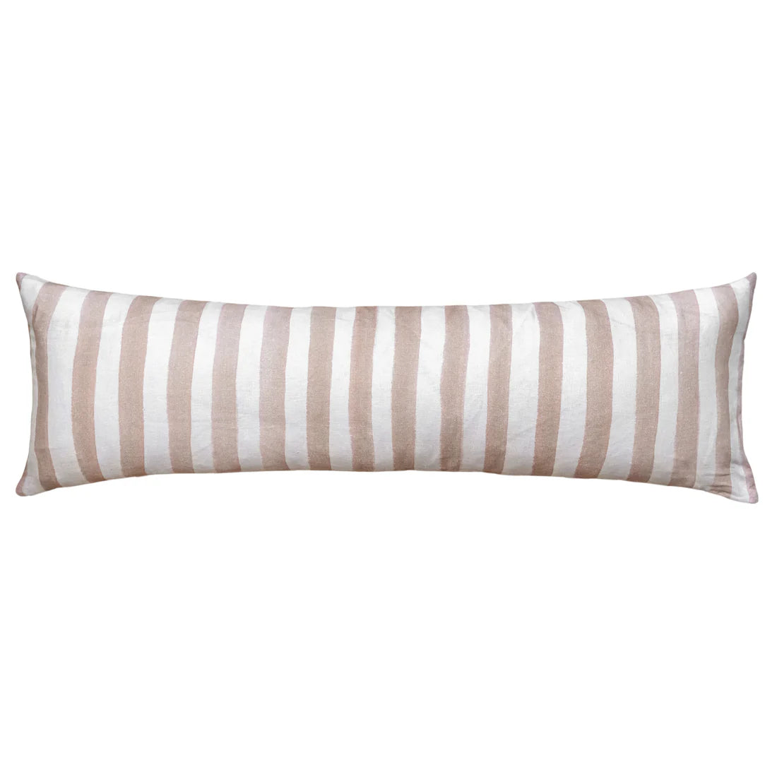 Ziggy Striped Nude Long Lumbar Linen Cushion - 90X30cms