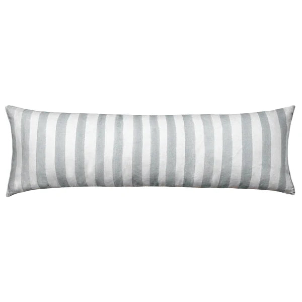 Ziggy Striped Sage Green Long Lumbar Linen Cushion Cover - 90X30cms