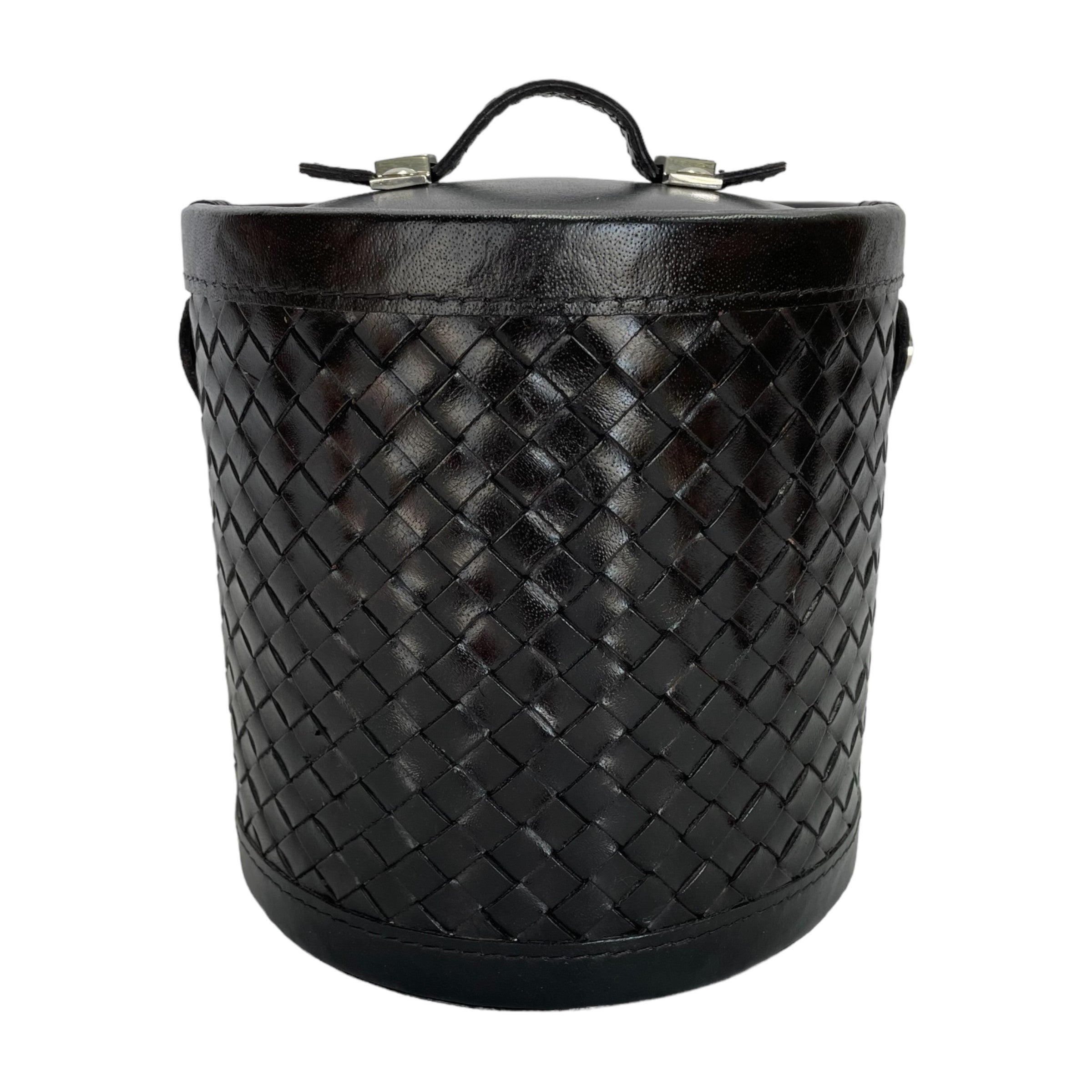 Black Leather Interwoven Ice Bucket