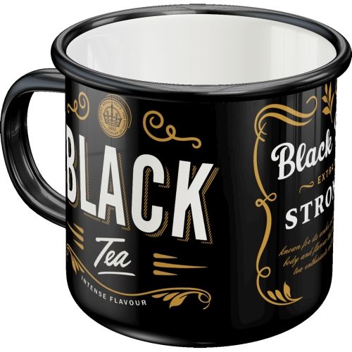 "Black Tea Extra Strong" Enamel Coffee Mug