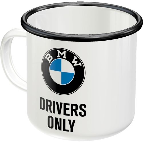 "BMW Drivers Only" Enamel Coffee Mug