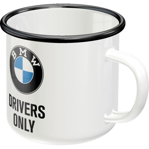 "BMW Drivers Only" Enamel Coffee Mug