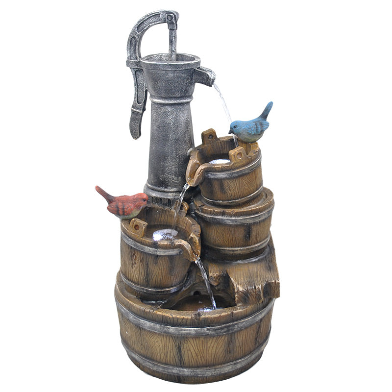 Bucket Birds Hand Pump Water Fountain