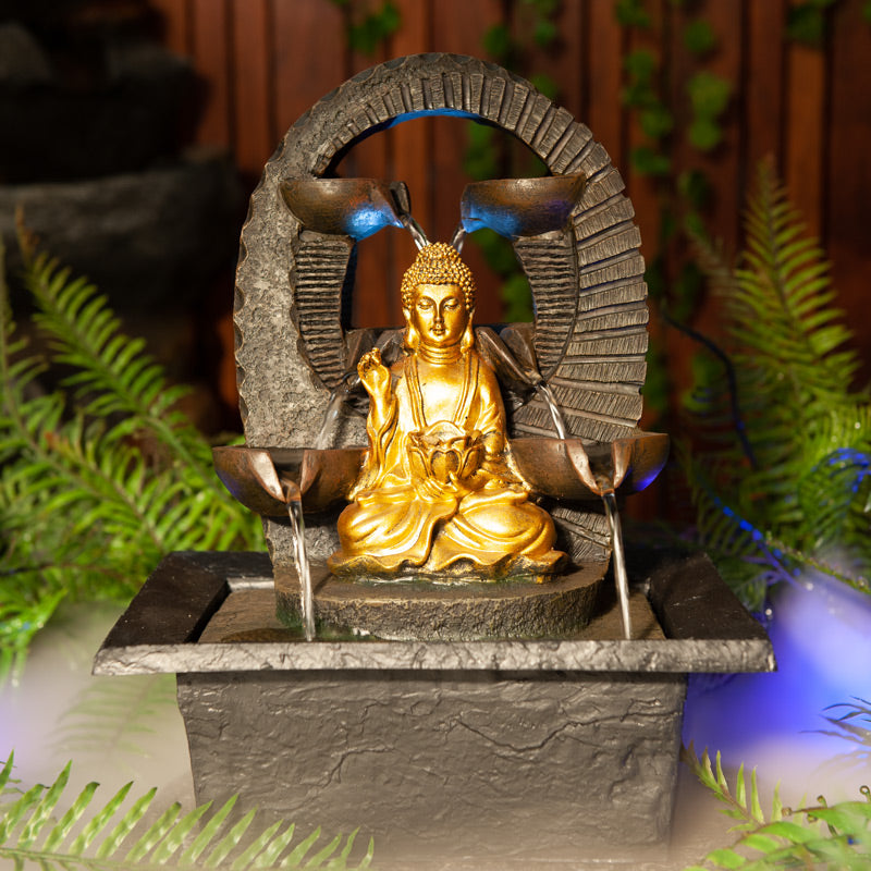 Golden Buddha Bowl Outdoor Water Fountain