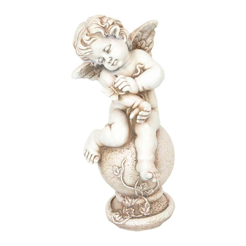 Butterfly Catching Cherub Statue