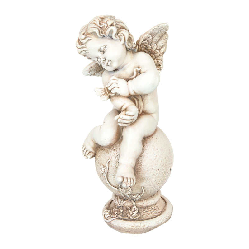 Butterfly Catching Cherub Statue