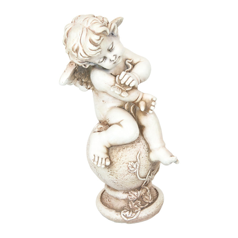 Butterfly Catching Cherub Statue