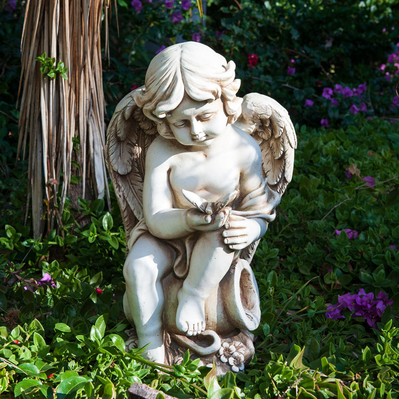 Cherub Playing With Butterfly Statue