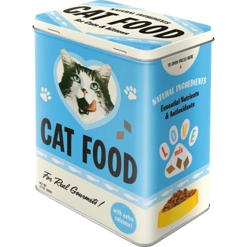 For Real Gourmets Cat Food Storage Tin Box