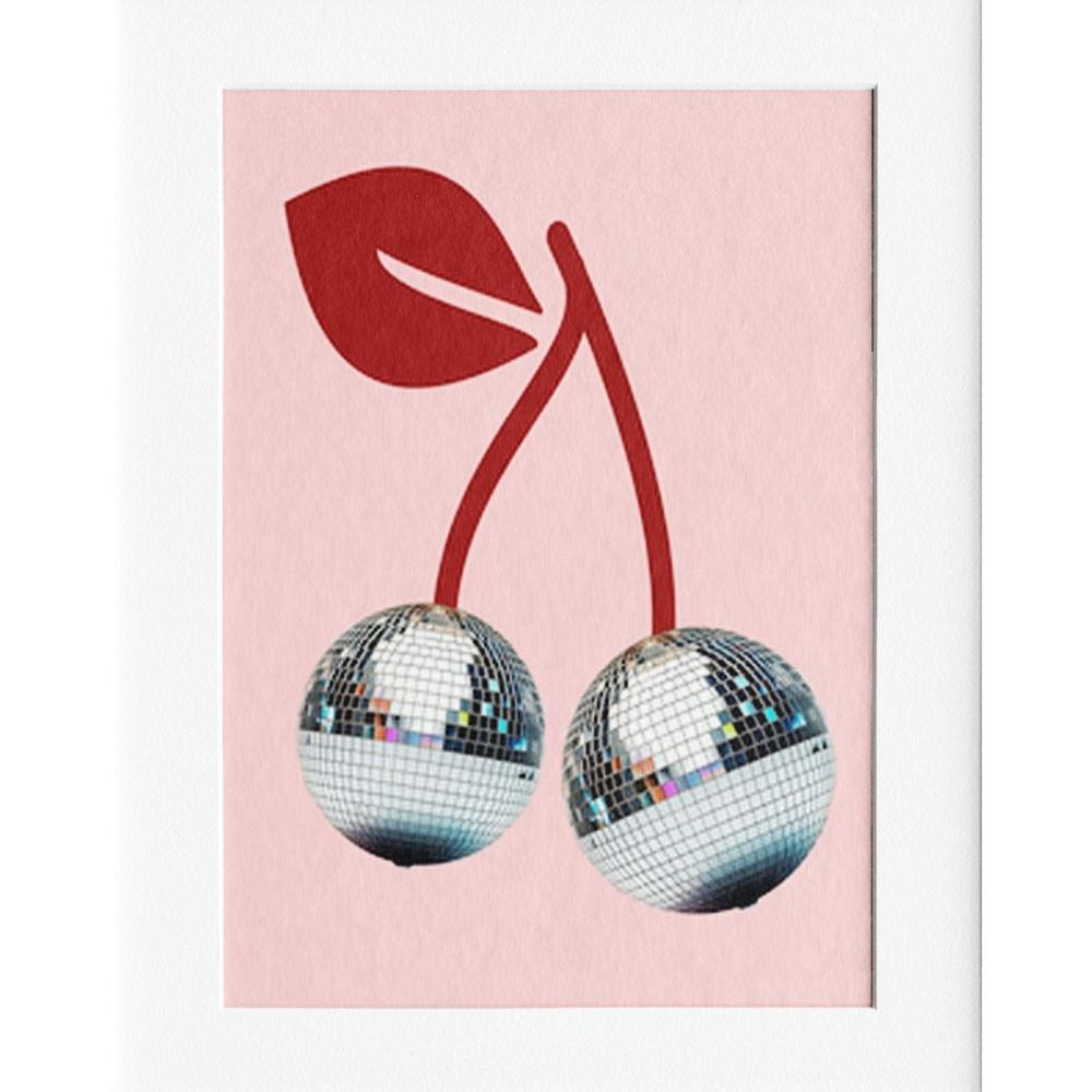 Cherry Disco Mounted Art Print - 40x50cms